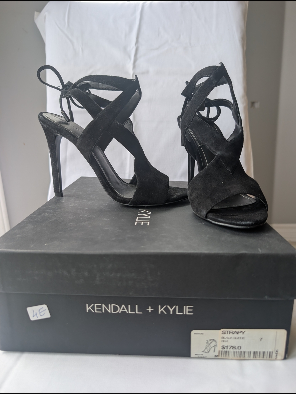 Kendall & Kylie Black Suede Lace-Up Stiletto Sandals